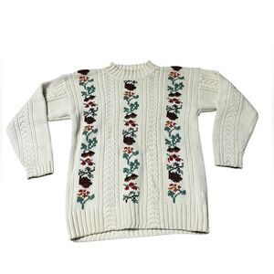 Rare VTG 1991 Eddie Bauer Knit Sweater W  M Hong Kong 100% Cotton Acorn Pattern